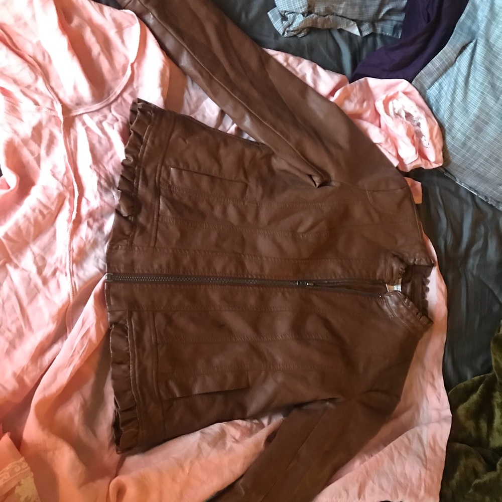 Brown leather jacket